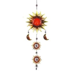 Suspension Soleils Métal Et Verre 85 Cm - Rouge