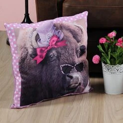 Coussin Déhoussable Bison Girly 40 X 40 Cm