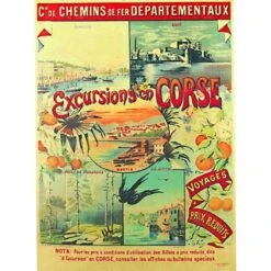 Reproduction Affiche Publicitaire Ancienne Corse Excursions