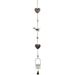 Suspension Photophore Coeur Papillon En Métal Et Verre 110 Cm