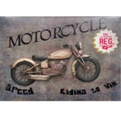 Cadre Métal En Relief Motorcycle 80 X 58 Cm
