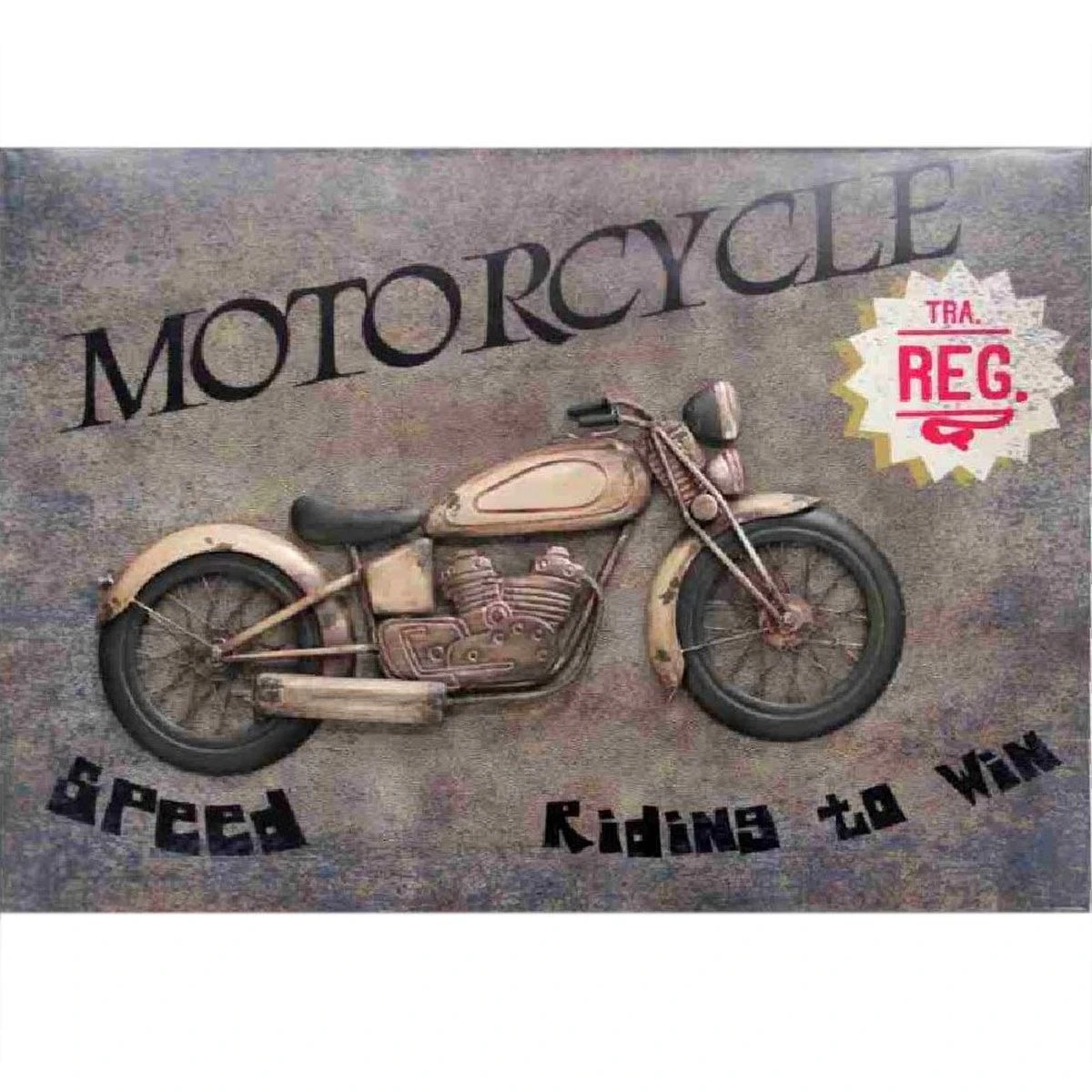Cadre Métal En Relief Motorcycle 80 X 58 Cm