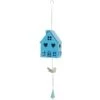 Suspension Photophore Maisonnette Et Oiseau Bleue 70 Cm