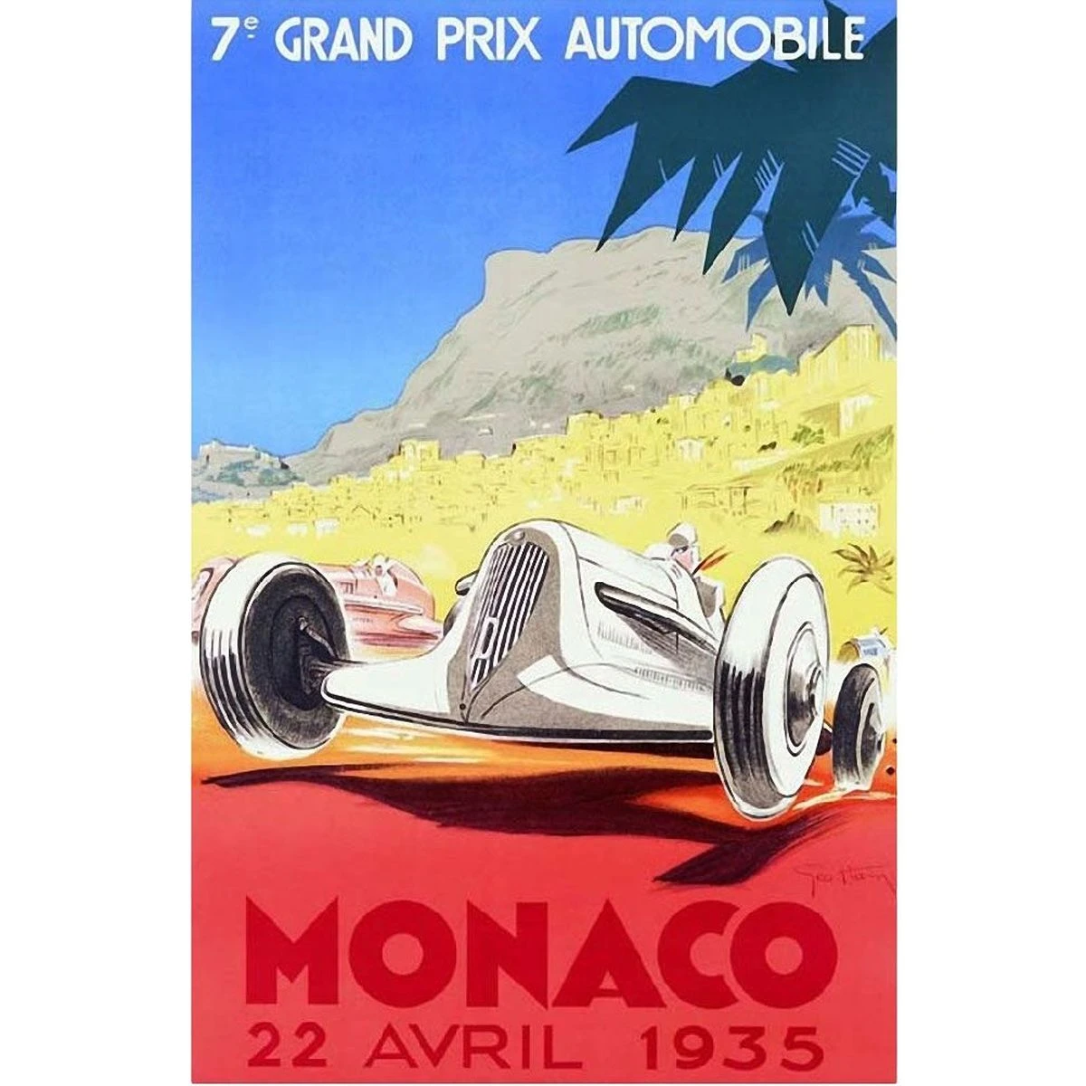 Poster Monaco 1935 Géo Ham Affiche Ancienne - 70 X 50 Cm