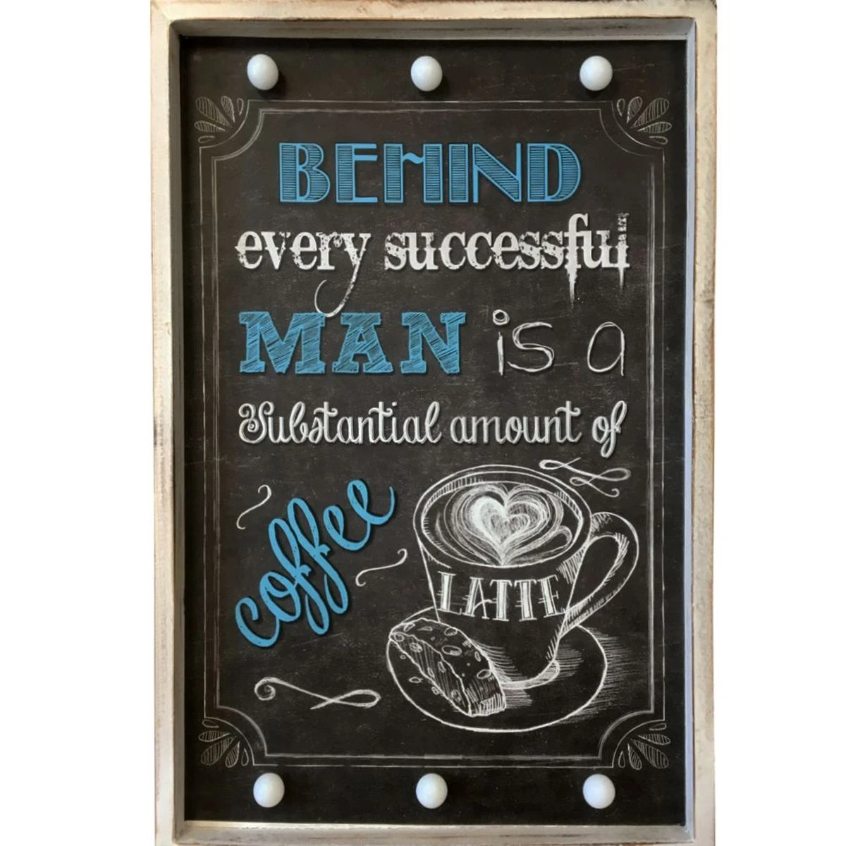 Pancarte Ardoise Behind Coffee Latte Rétro En Bois Lumineuse – Image 2