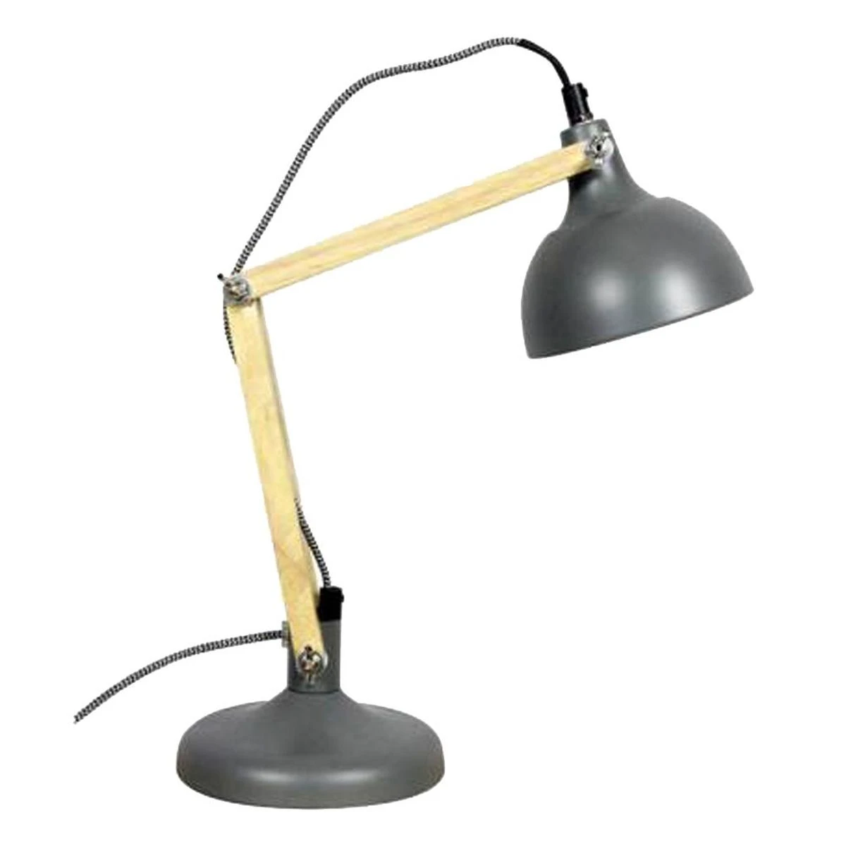 Lampe De Table Gris Mat Et Bois Et Métal 42 Cm – Image 2