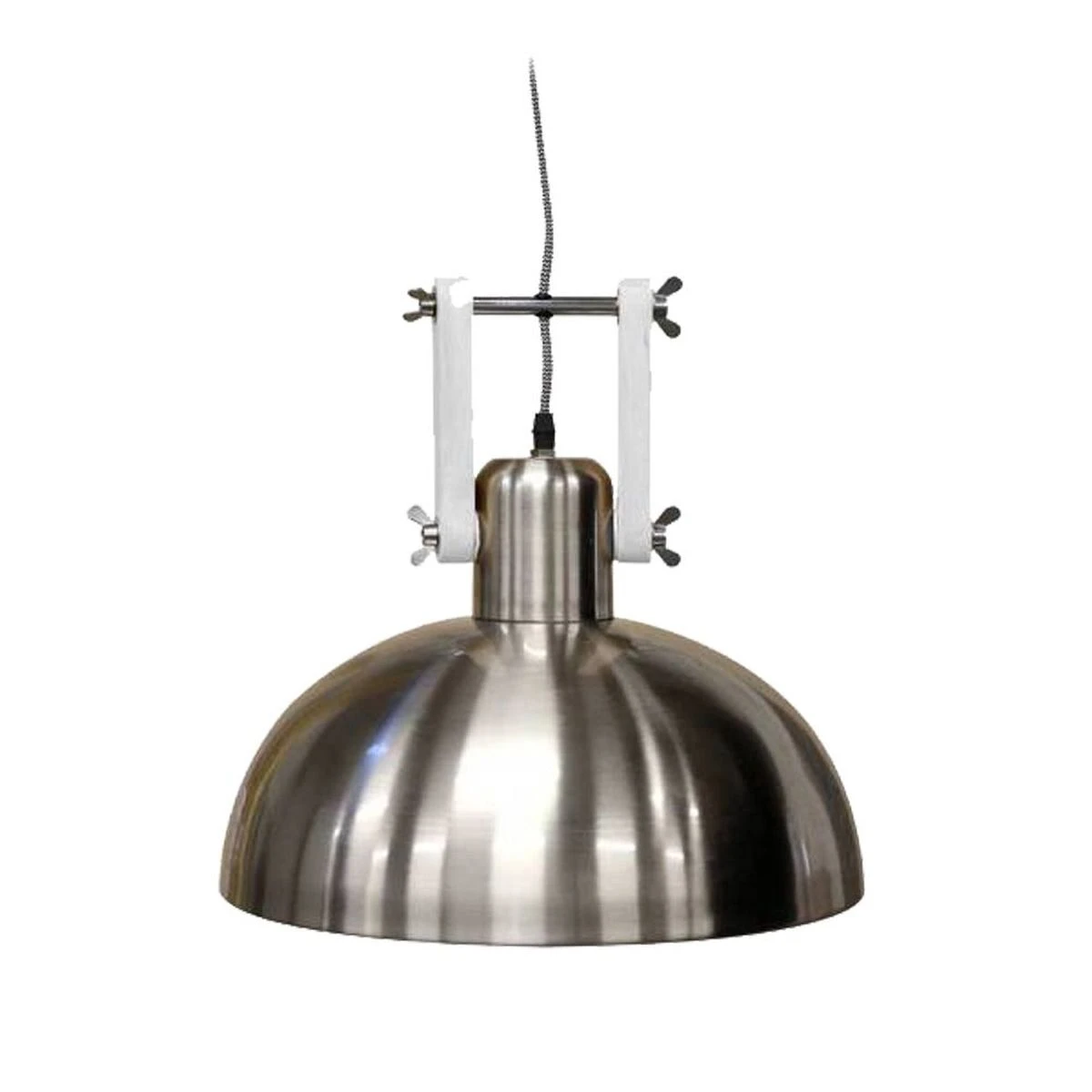 Lustre Industriel Dexter En Acier Brossé Et Blanc Mat