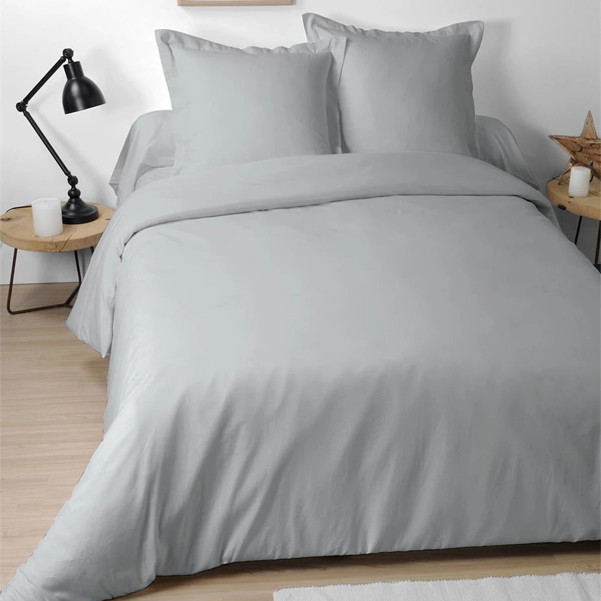 Drap Housse Couleur Gris Perle 160 X 200 Cm - Alicia - 57 Fils