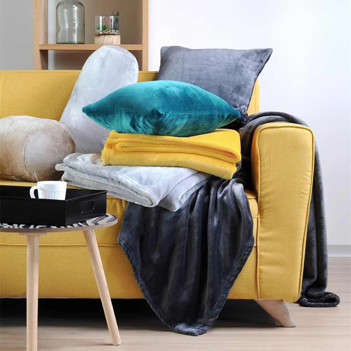 Couverture Polaire En Maille Doudou Ecru 180 X 220 Cm