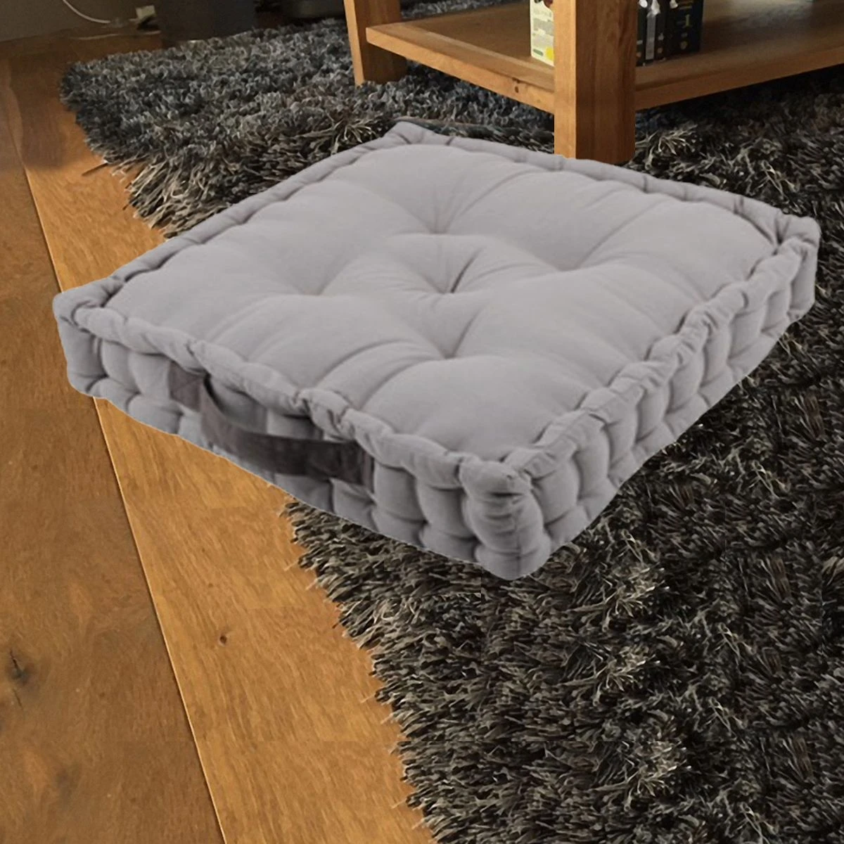 Coussin De Sol Uni En Coton 45 X 45 X 10 Cm - Gris Souris