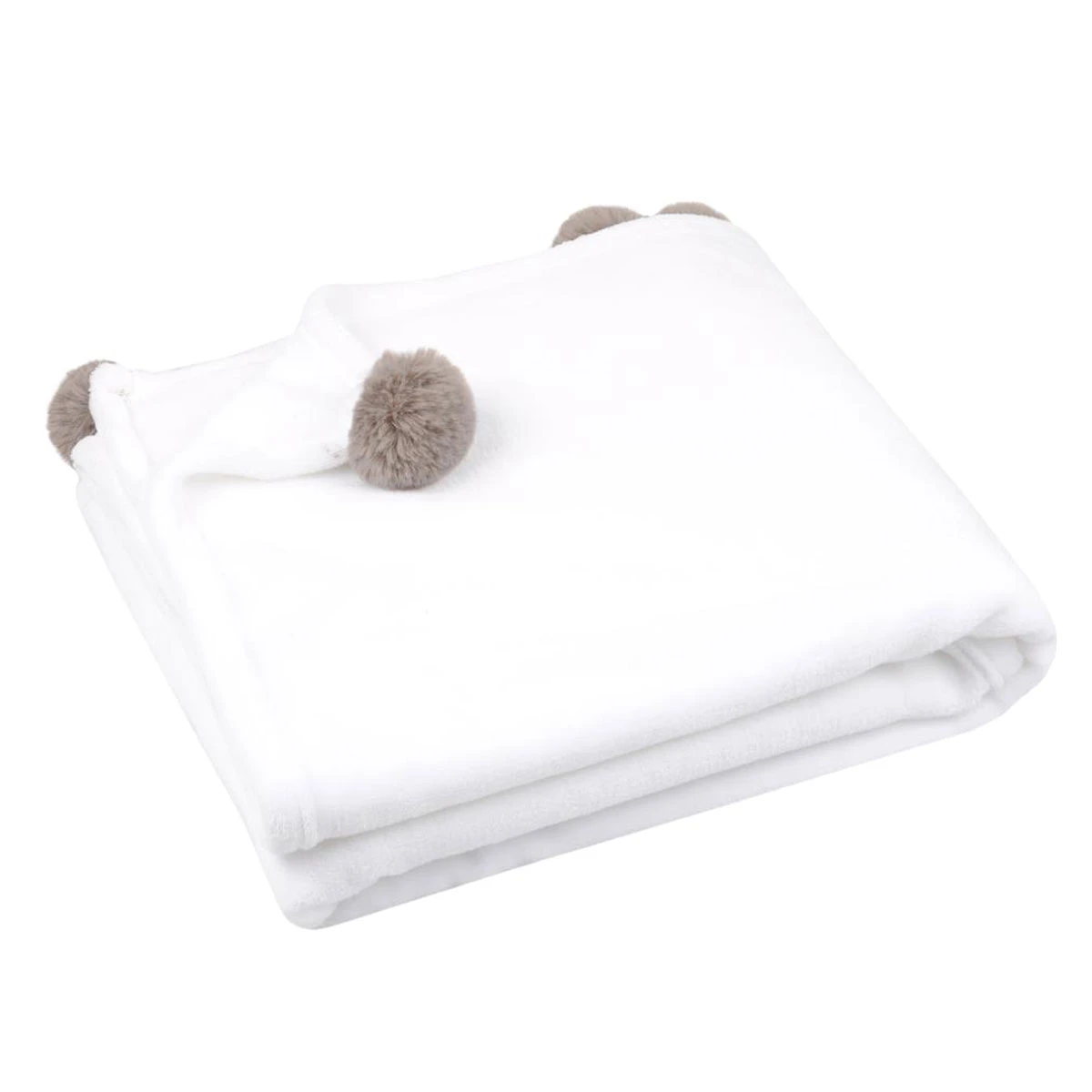 Plaid Mellow à Pompons Blanc 130 X 160 Cm – Image 3