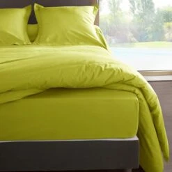 Drap Housse Coton Percale 80 Fils 180 X 200 X 30 Cm - Anis