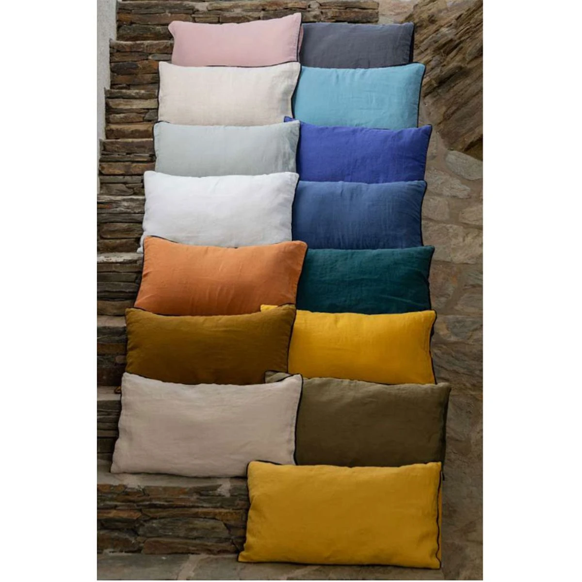 Housse De Coussin Pur Lin Lavé Prélude Terre Cuite - 45 X 45 Cm – Image 2