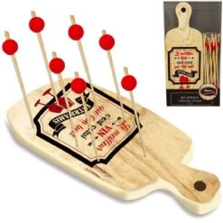 Set Apéritif Planchette Et Piques En Bois - Le Vin Des Amis