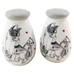 Salière Et Poivrière Chats Coeurs En Céramique