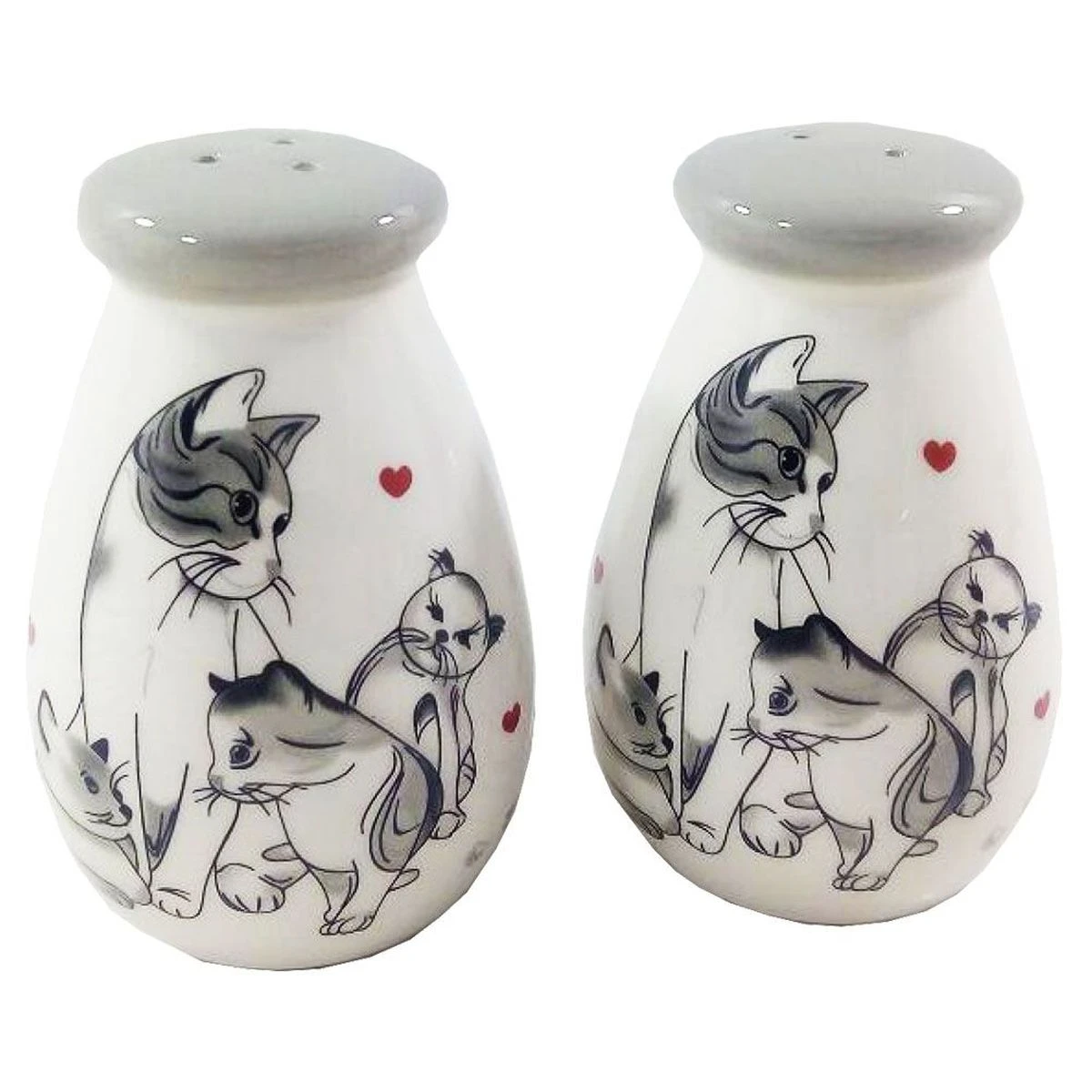 Salière Et Poivrière Chats Coeurs En Céramique