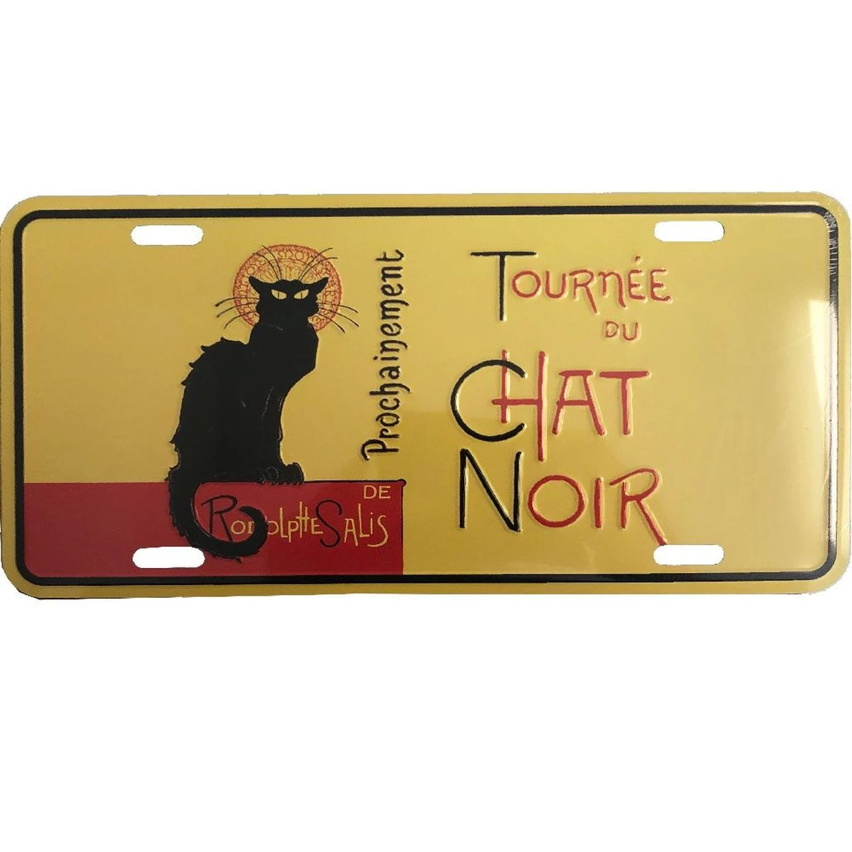 Plaque Métal Tournée Du Chat Noir 30 X 15 Cm