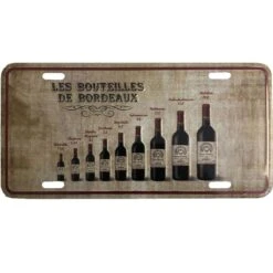Plaque Métal Les Bouteilles De Bordeaux 30 X 15 Cm