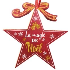 Décoration De Noël Étoile De Bois Pailletée - La Magie De Noel