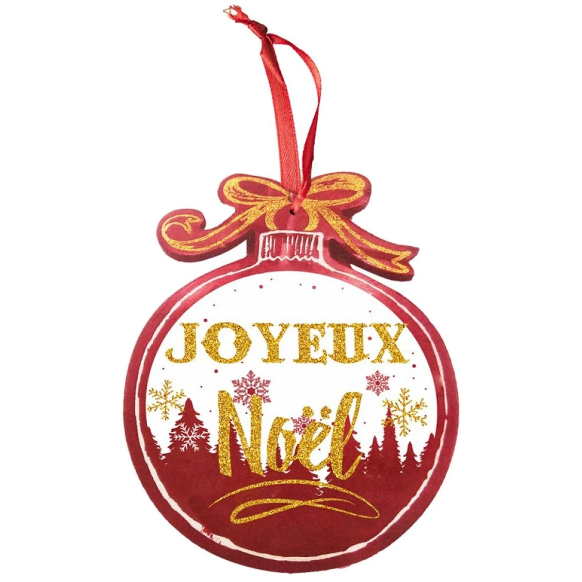 Décoration Boule De Noël De Bois Pailletée - Joyeux Noël – Image 2