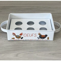 Plateau à ufs En Métal Blanc - Collection Gertrude