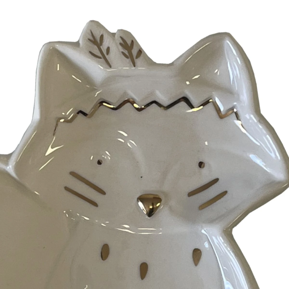 Porte-bijoux En Dolomie - Petit Renard Blanc Et Or – Image 2