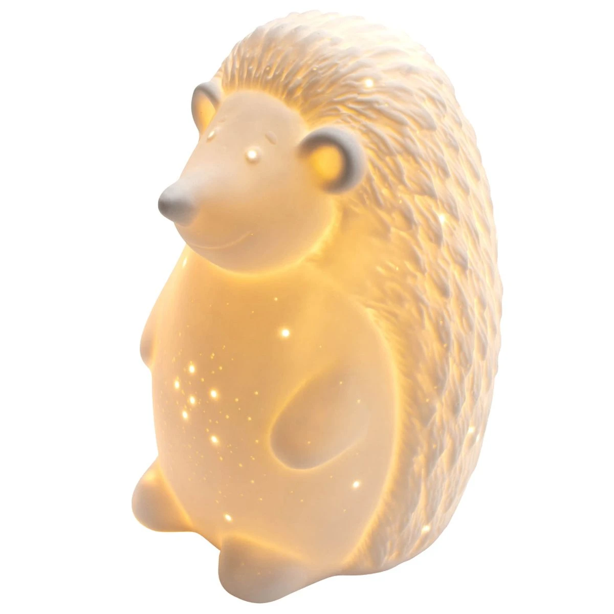 Lampe Adorable Hérisson En Porcelaine Blanche 20 Cm