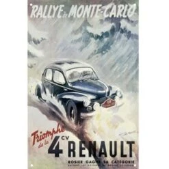 Poster Rallye De Monté Carlo Affiche Ancienne 4 CV - 70 X 50 Cm