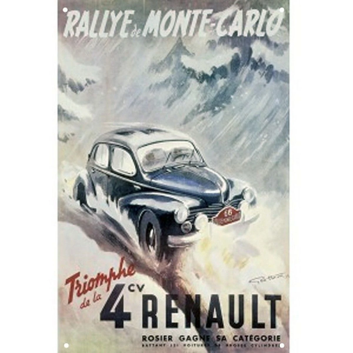 Poster Rallye De Monté Carlo Affiche Ancienne 4 CV - 70 X 50 Cm