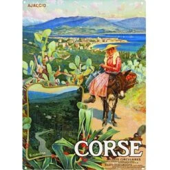 Petite Plaque Métallique Corse Par Vizanova 21 X 15 Cm