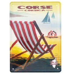 Petite Plaque Métallique Corse - Corsica Chaise Longue 21 Cm