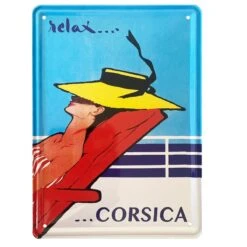 Petite Plaque Métallique Corse Relax Corsica 21 X 15 Cm
