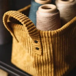 Panière En Velours Côtelé Collection Cosy - Bronze