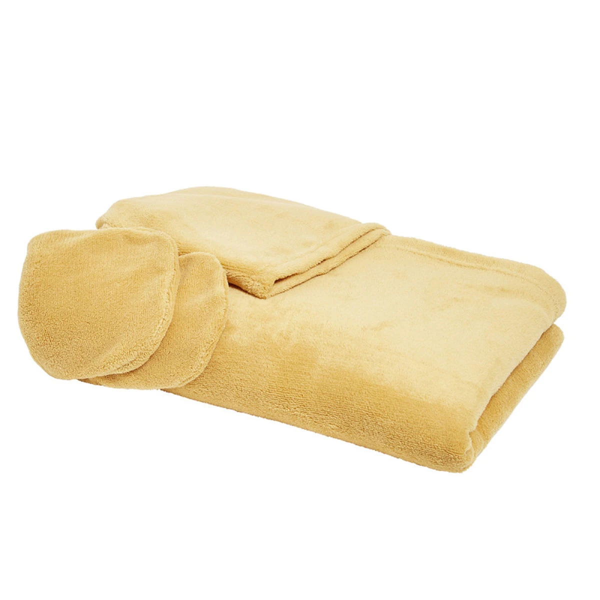 Plaid Polaire à Capuche Couleur 115 X 165 Cm - Ocre – Image 5