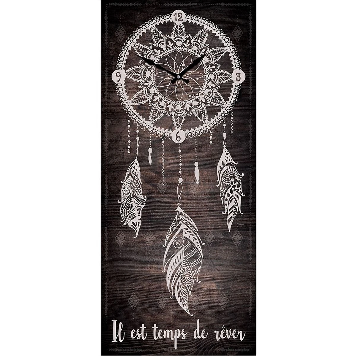 Horloge Boho En Bois 70 Cm - Attrape RĂŞve Marron