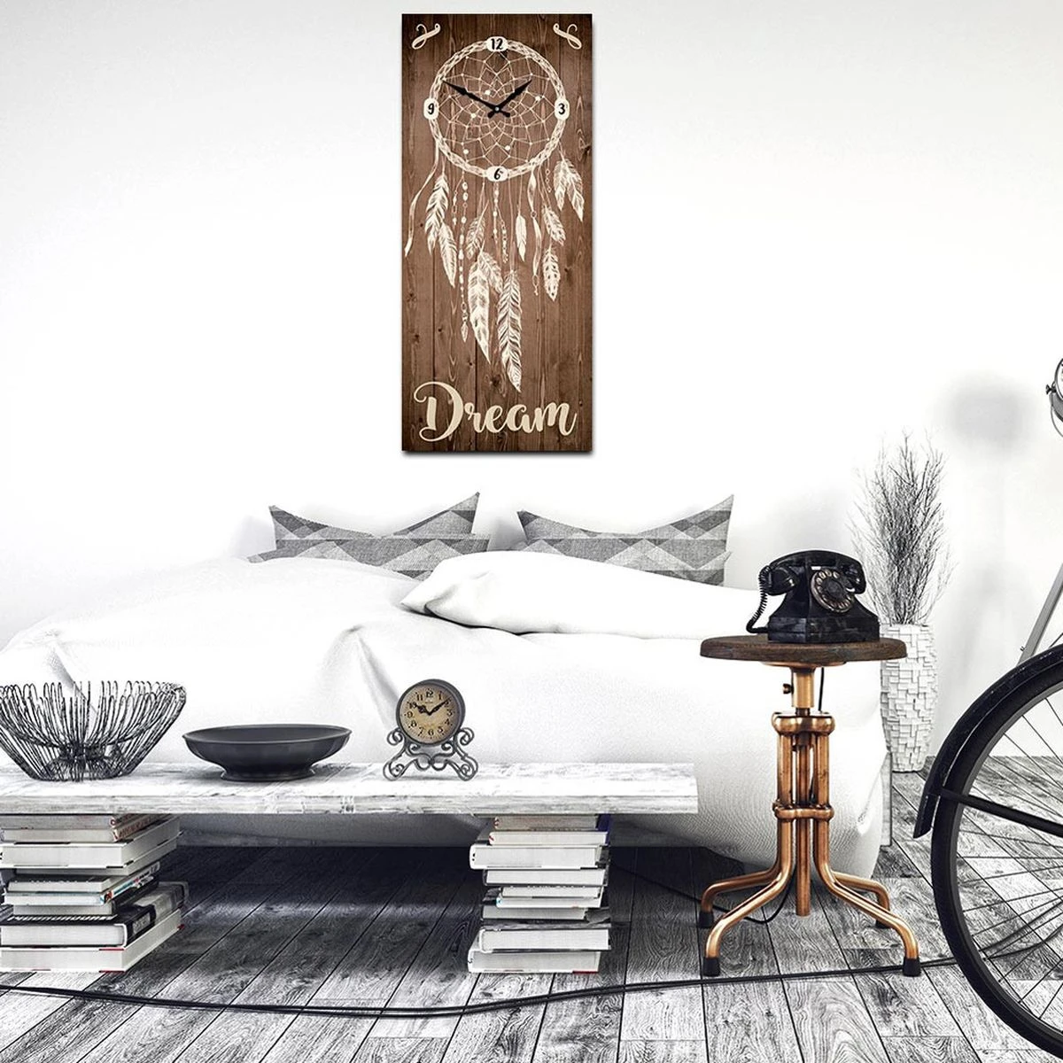 Horloge Boho En Bois 70 Cm - Attrape RĂŞve Couleur Bois