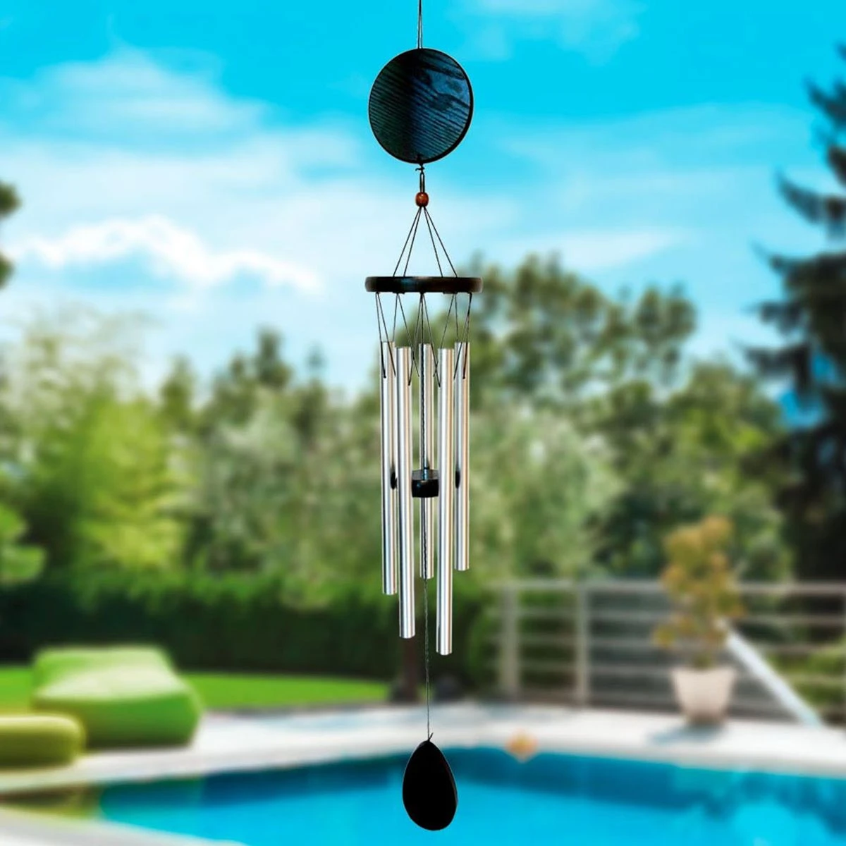 Carillon Ă Vent En Bois Noir 5 Tubes 77.5 Cm