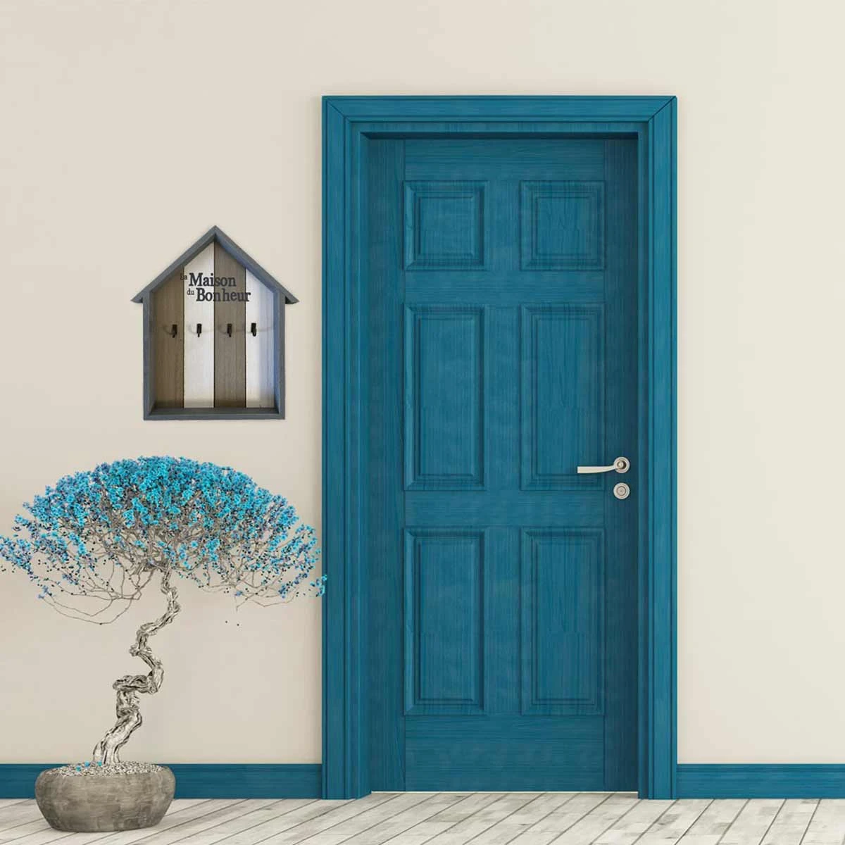 Patère Pour Clés En Bois Maison Du Bonheur 30 Cm – Image 2