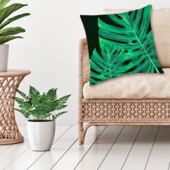 Housse De Coussin Feuillage Monstera 40 X 40 Cm
