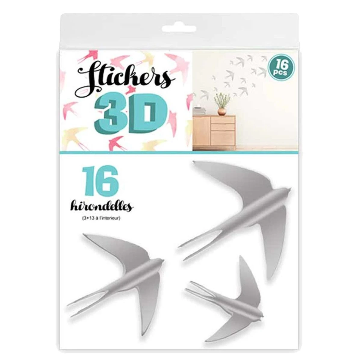 Stickers Hirondelles Grises 3D - Vendus Par 16 – Image 2