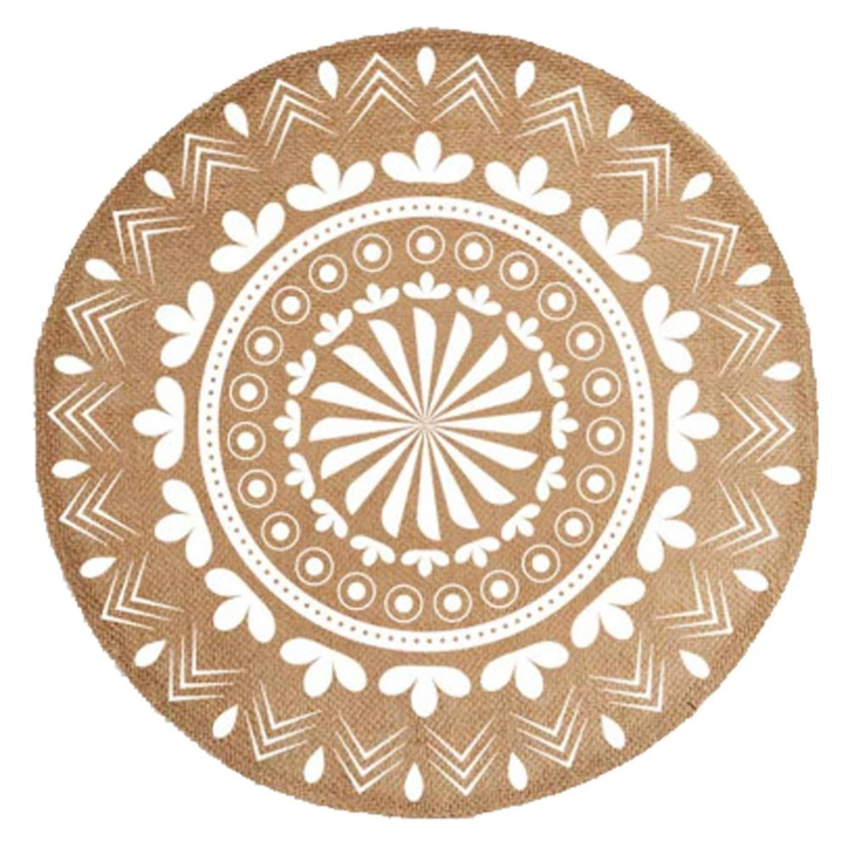 Set De Table Rond En Toile De Jute - Rosace Blanche – Image 2