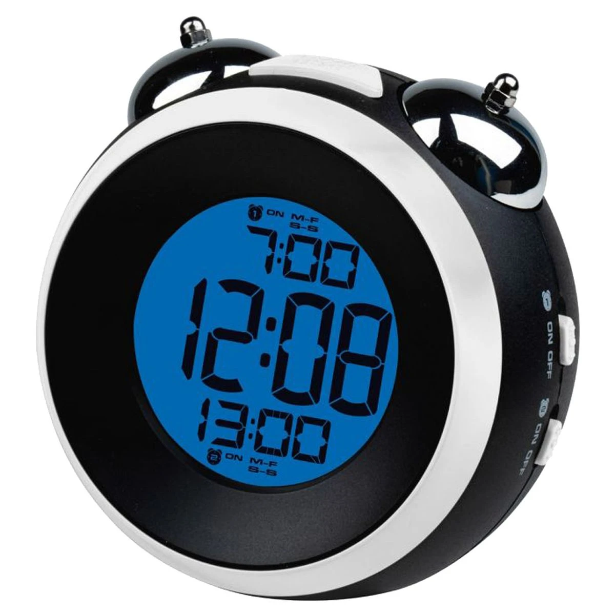 Réveil Numérique Lumineux Rond Noir Et Blanc – Image 2