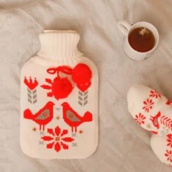 Bouillotte Nordic Folk - Oiseaux Et Pompons