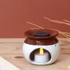 Brule Parfum Blanc Et Brun En Céramique