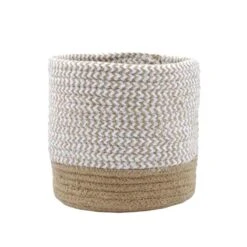 Lot 3 Paniers Ou Cache-pots Vanua Naturel Et Blanc