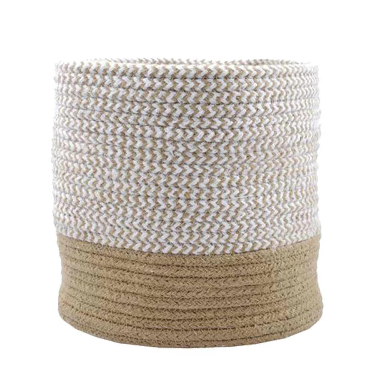 Lot 3 Paniers Ou Cache-pots Vanua Naturel Et Blanc – Image 2