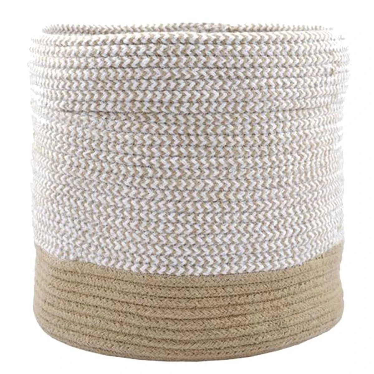 Lot 3 Paniers Ou Cache-pots Vanua Naturel Et Blanc – Image 3