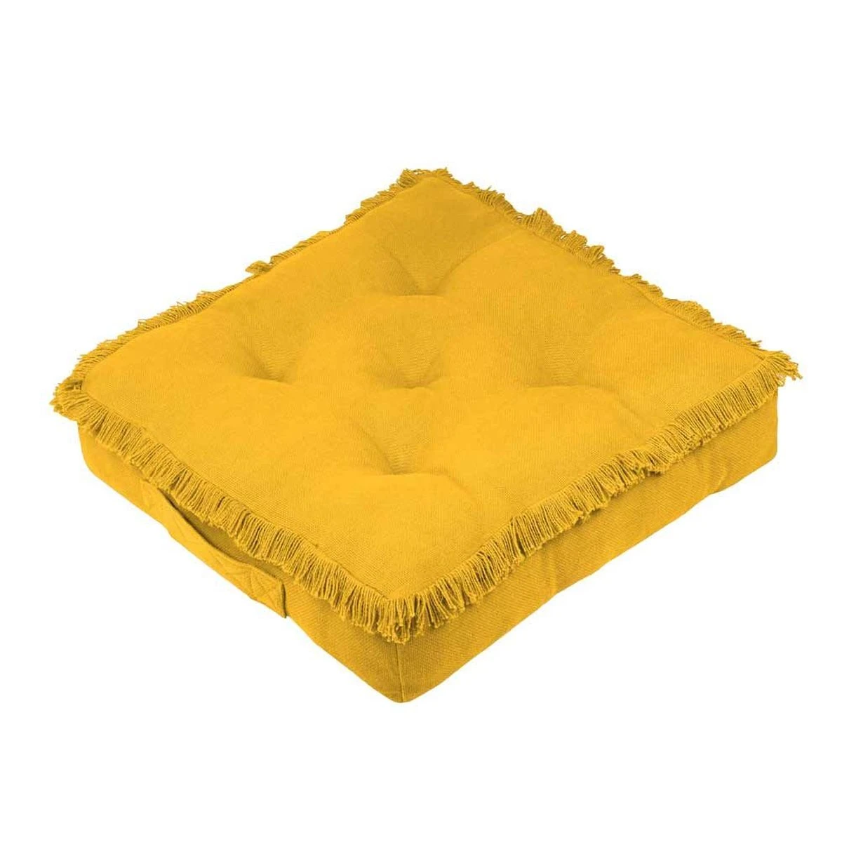 Coussin De Sol Uni En Coton 45 X 45 X 10 Cm - Prague Moutarde – Image 2