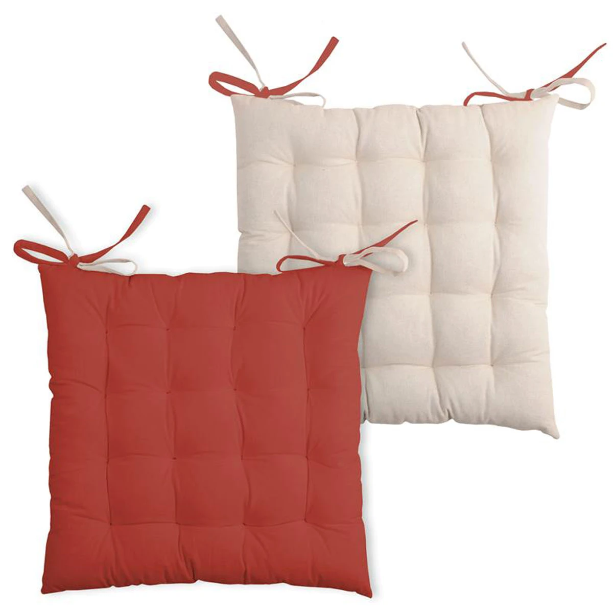 Galette De Chaise Réversible Terracotta Et Lin 40 X 40 Cm – Image 2