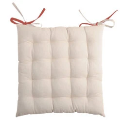 Galette De Chaise Réversible Terracotta Et Lin 40 X 40 Cm